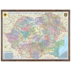 Harta administrativa  Romania si Republica Moldova.  (proiecţie 3D)
