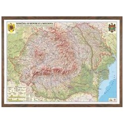 Harta fizica si  administrativa  Romania si Republica Moldova.  (proiecţie 3D) 
