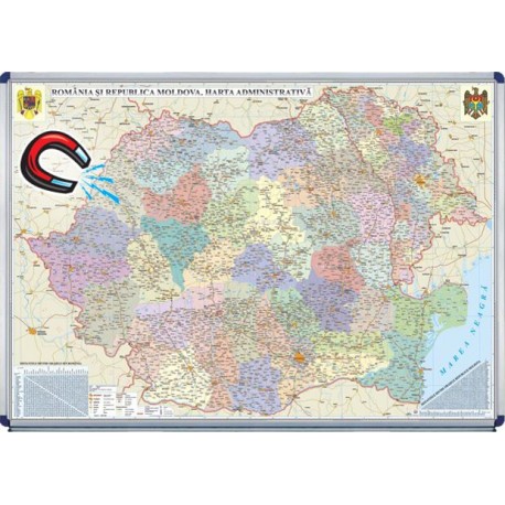 Harta administrativa  Romania si Republica Moldova-magnetica