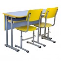 Banca scolara dubla fixa cu 2 scaune reglabile - QUARZ-G